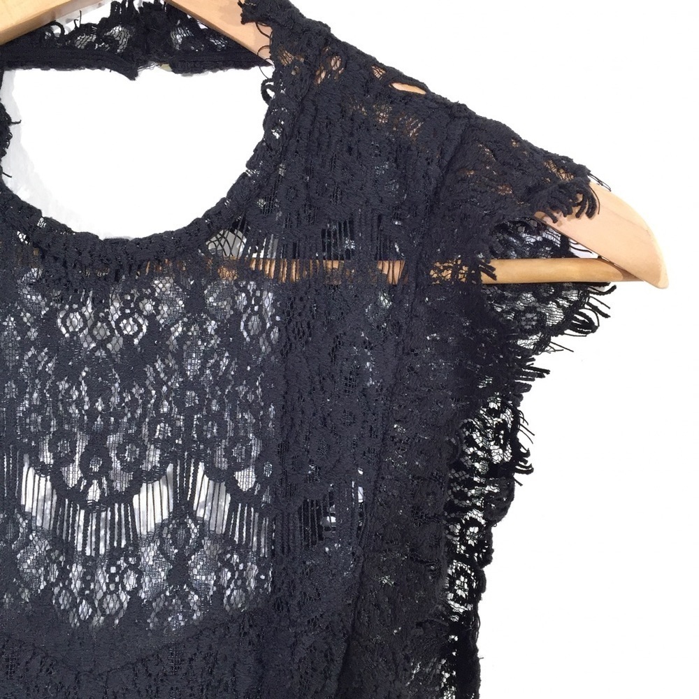 Free People Black Daydream Lace Mini Dress M - Picture 12 of 14